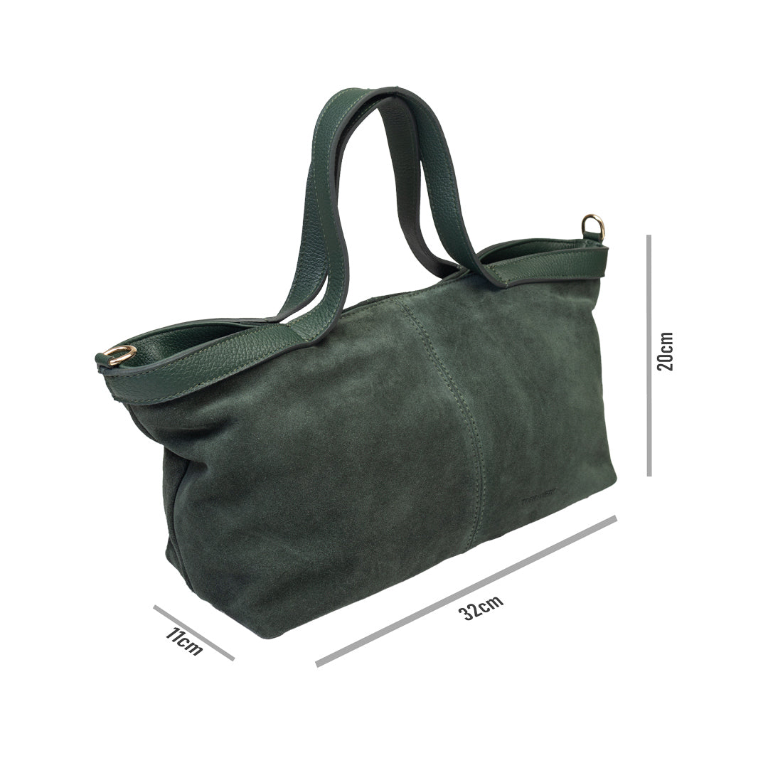 Borsa da donna in pelle scamosciata naturale verde Bianca