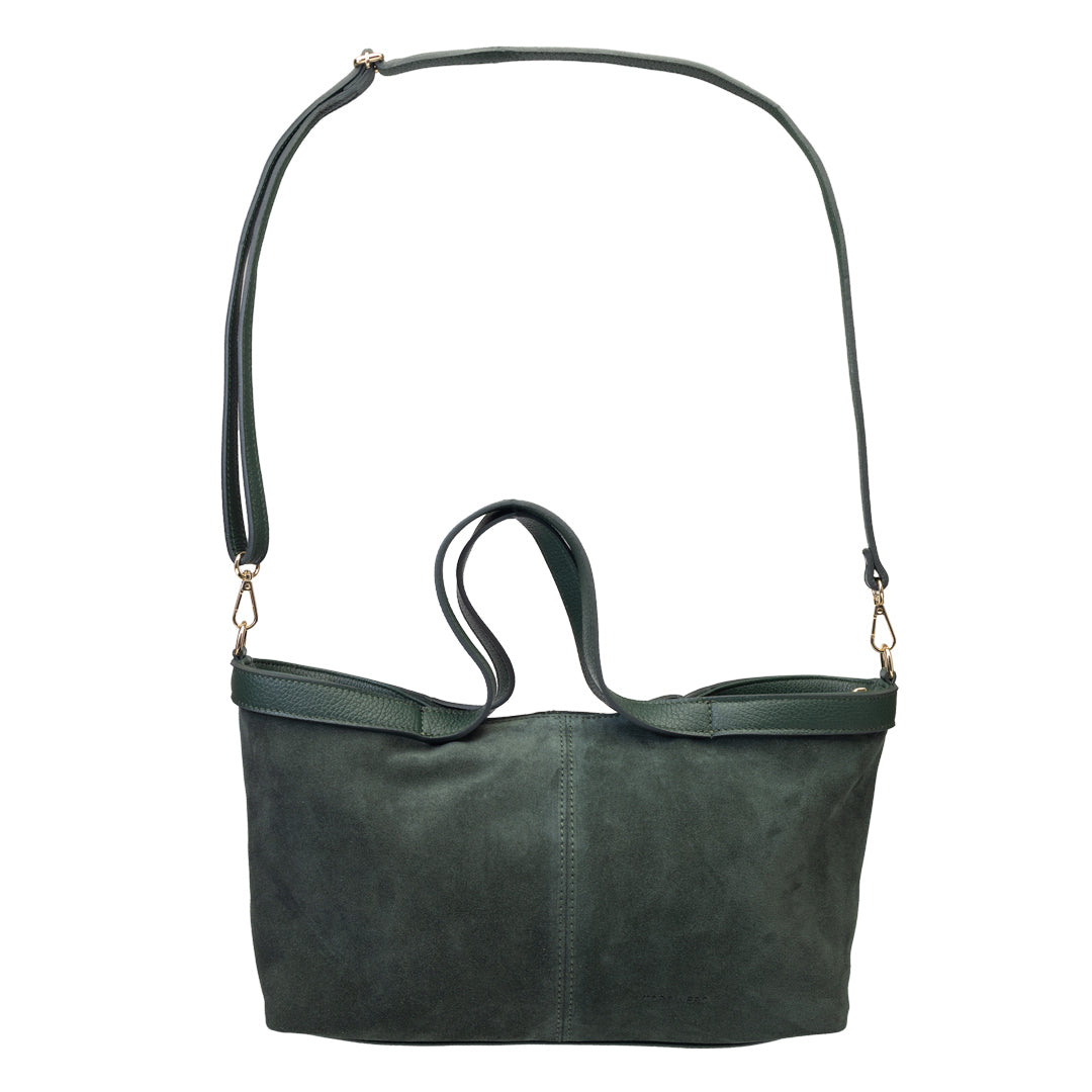 Borsa da donna in pelle scamosciata naturale verde Bianca