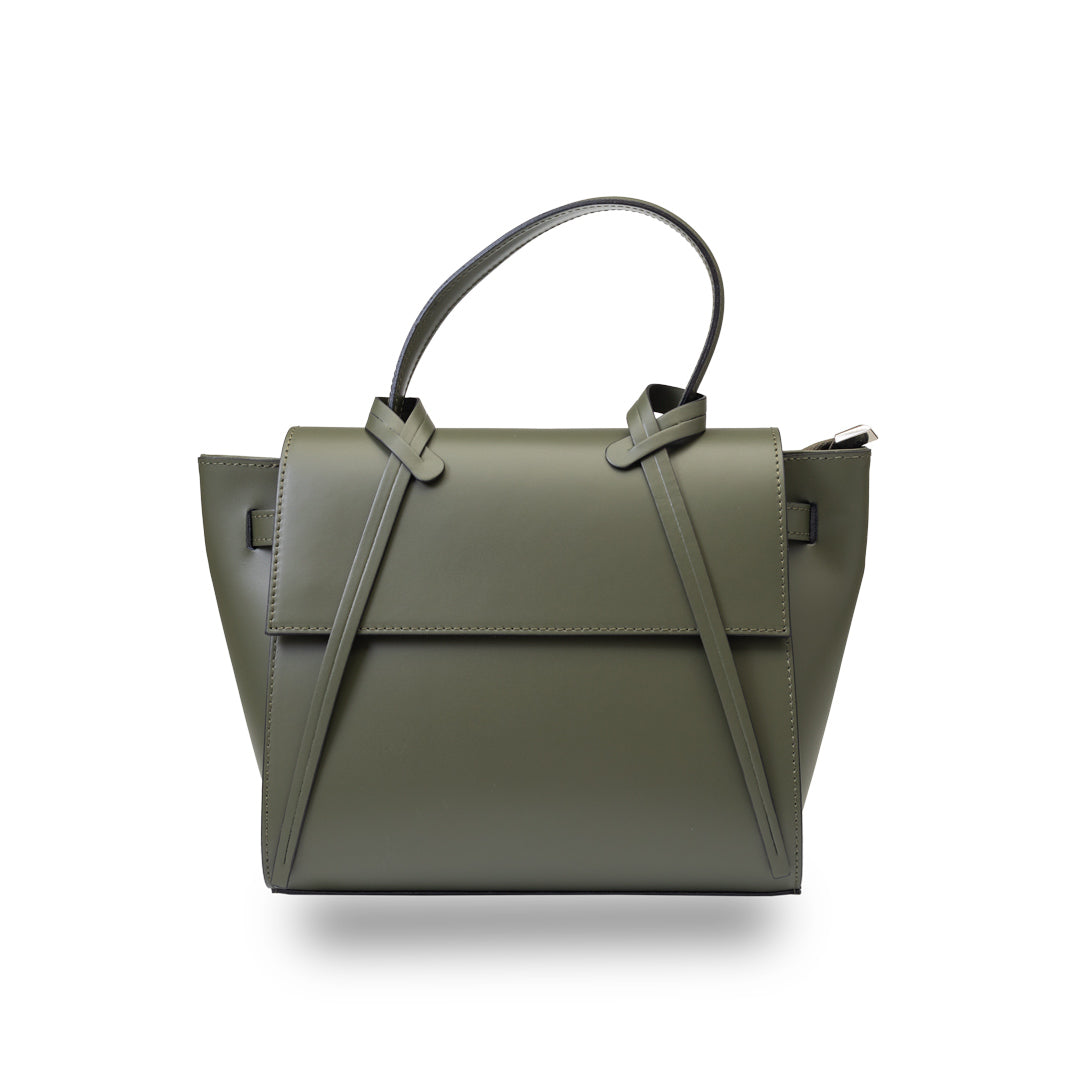 Borsa da donna in vera pelle verde militare Erika