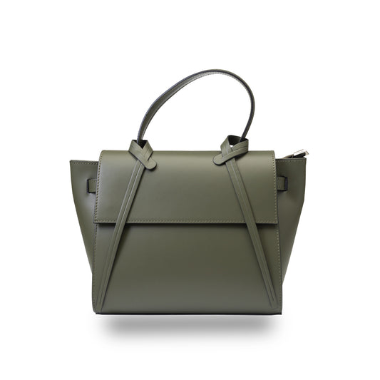 Borsa da donna in vera pelle verde militare Erika