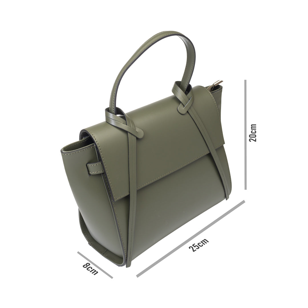 Borsa da donna in vera pelle verde militare Erika