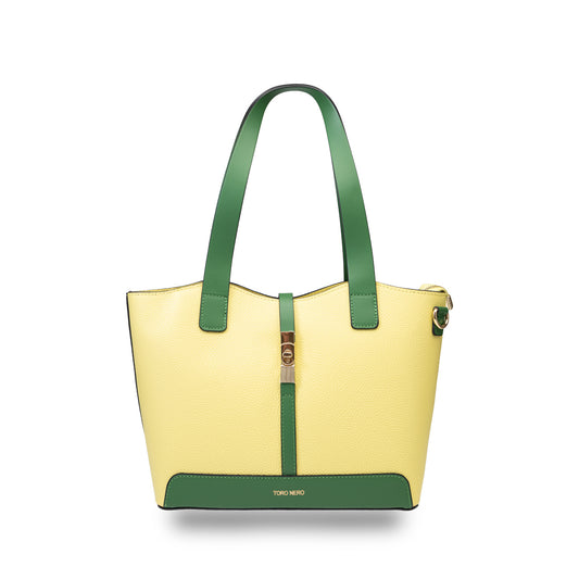Borsa da donna in vera pelle giallo-verde Sorina