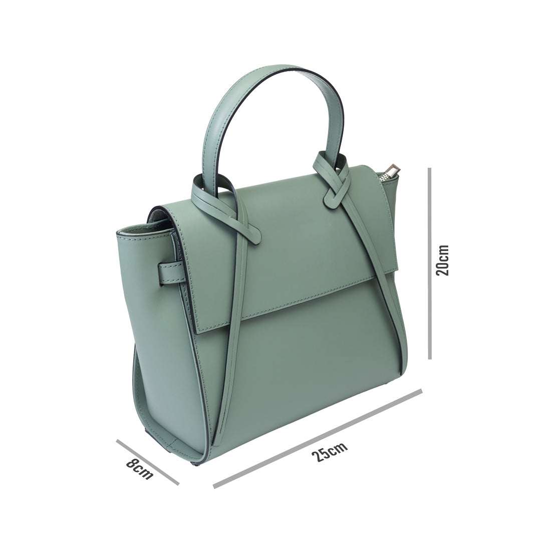 Borsa da donna in vera pelle color verde salvia Erika