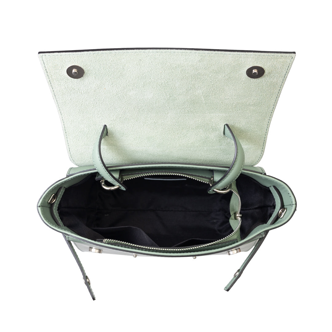 Borsa da donna in vera pelle color verde salvia Erika