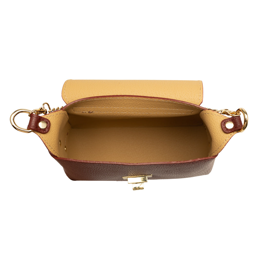 Borsa da donna in pelle scamosciata naturale, bordeaux Raisa