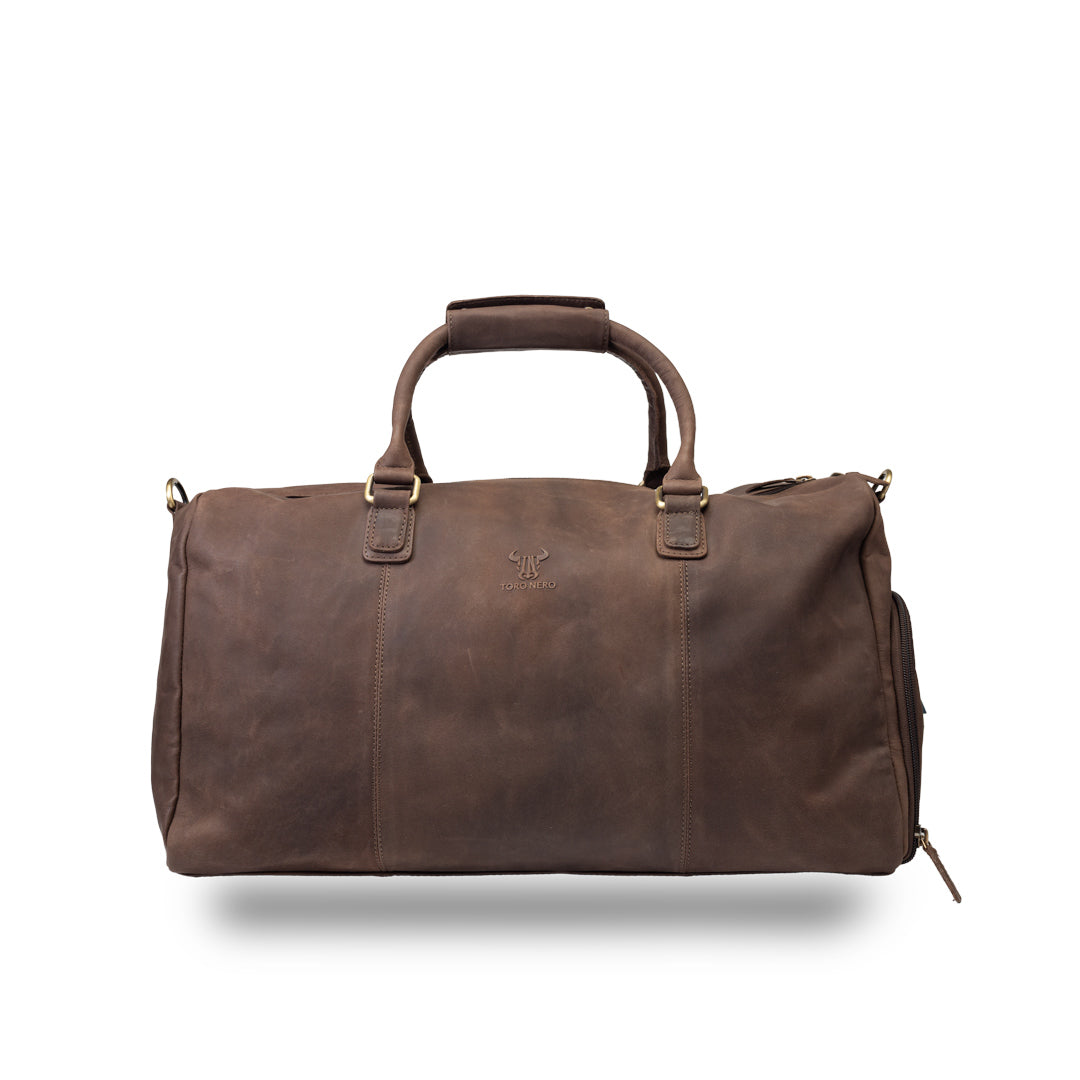 Borsone da viaggio/fitness in pelle naturale marrone scuro Travel Bag