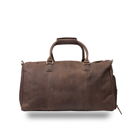 Borsone da viaggio/fitness in pelle naturale marrone scuro Travel Bag