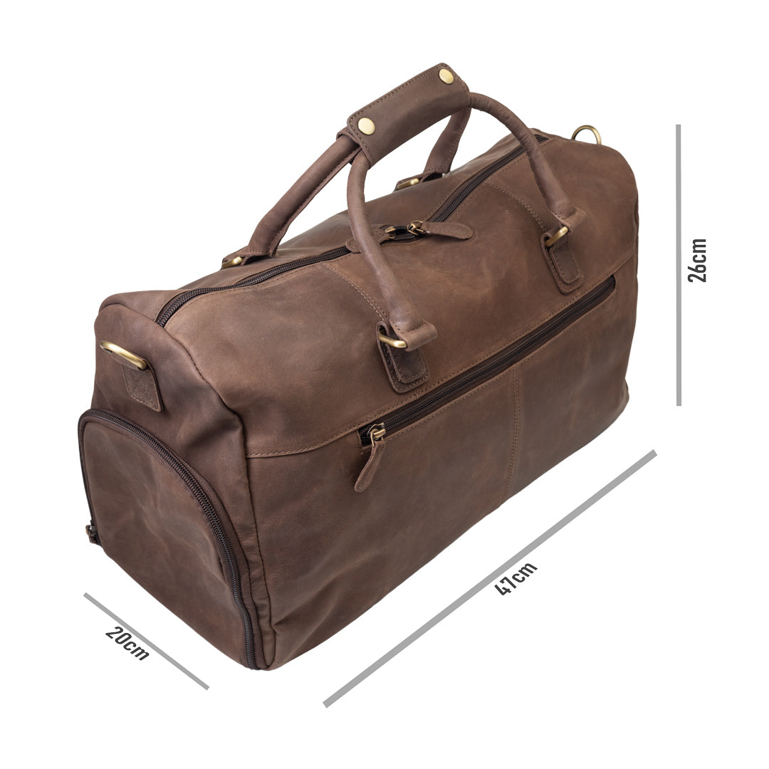 Borsone da viaggio/fitness in pelle naturale marrone scuro Travel Bag