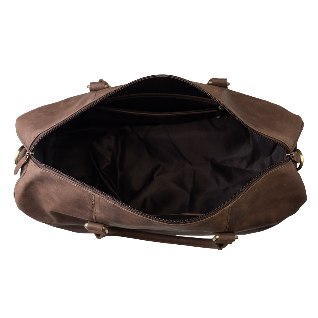 Borsone da viaggio/fitness in pelle naturale marrone scuro Travel Bag