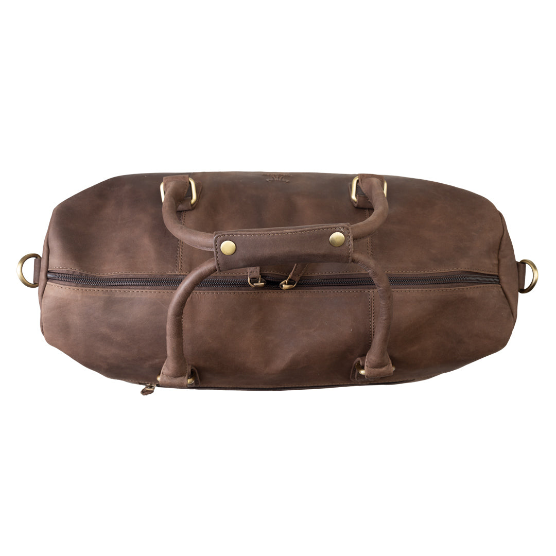 Borsone da viaggio/fitness in pelle naturale marrone scuro Travel Bag
