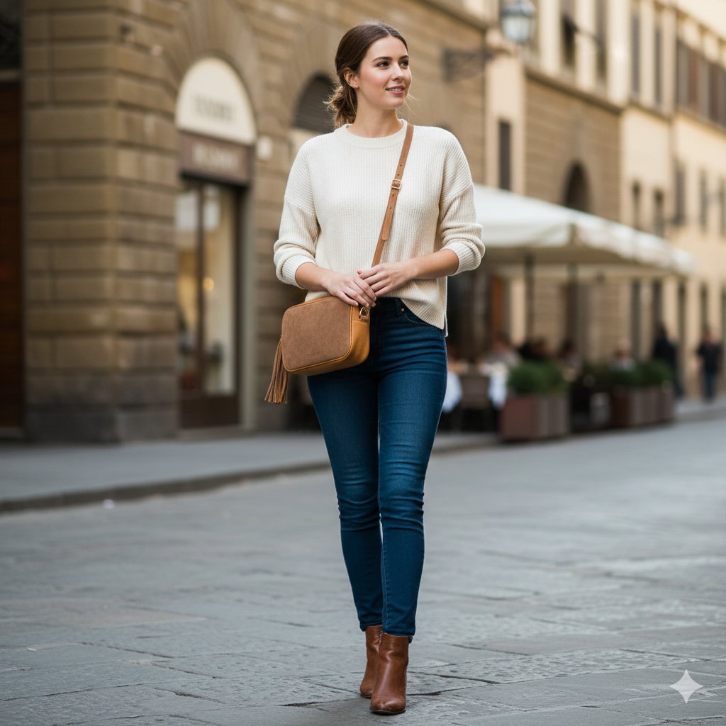 Borsa da donna in vera pelle marrone Ancuta