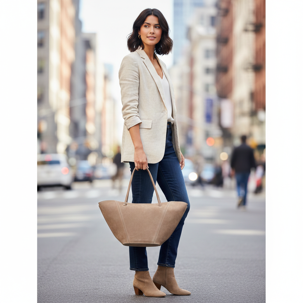 Borsa da donna in pelle naturale tortora chiaro Diana