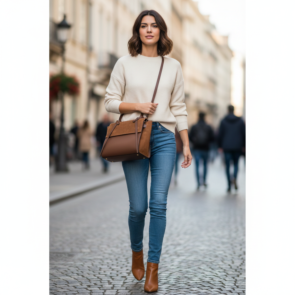 Borsa da donna in vera pelle marrone-marrone Erika