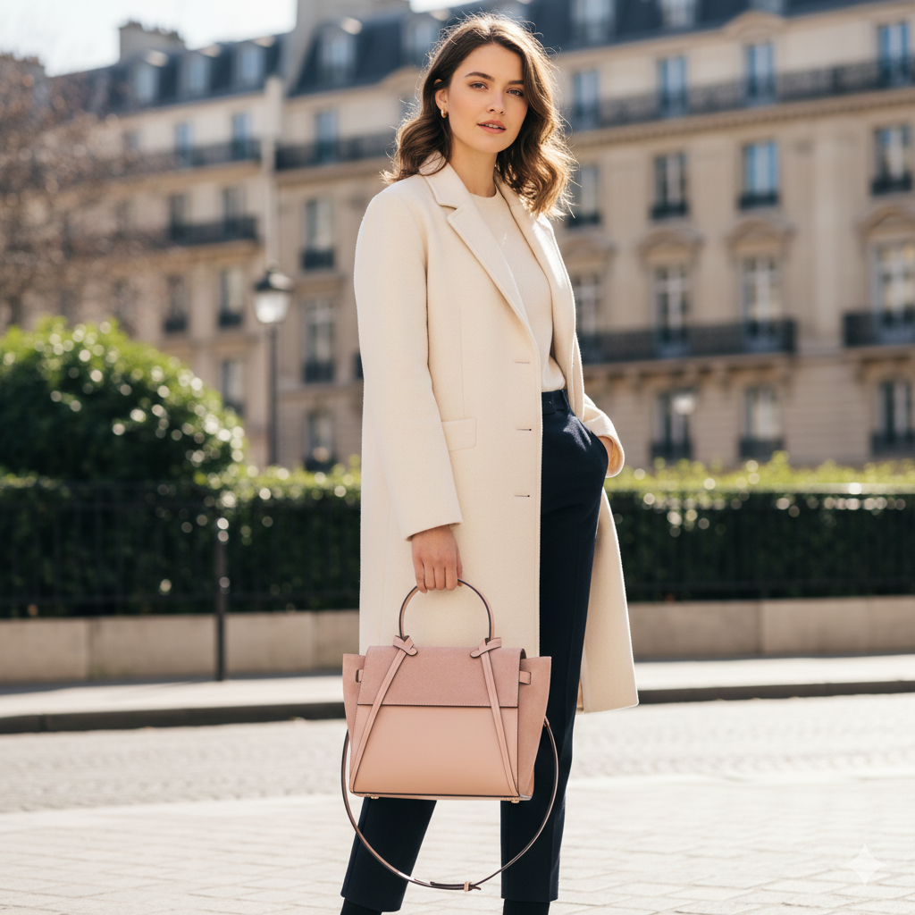 Women's bag made of natural pink suede leather Erika