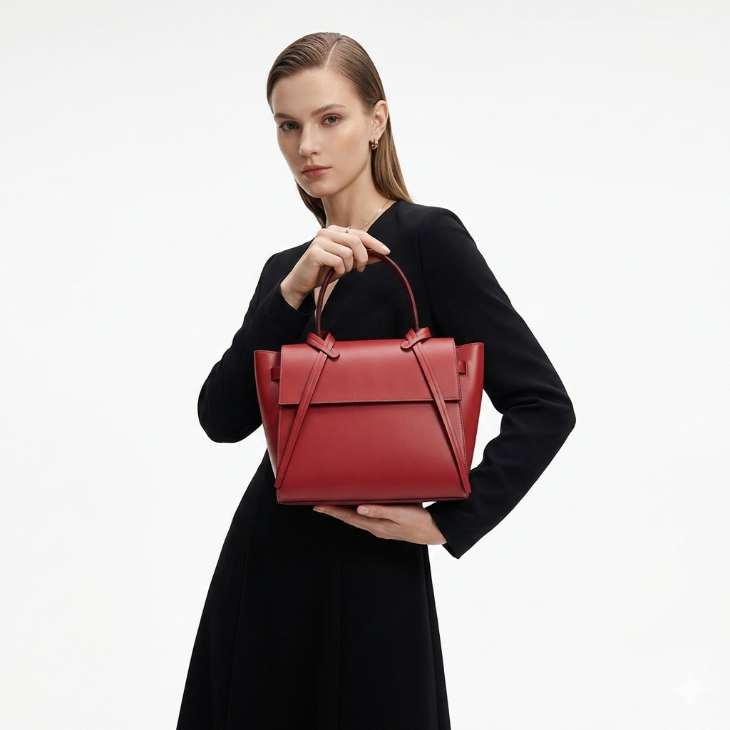 Sac à main pour femme en cuir véritable bordeaux Erika