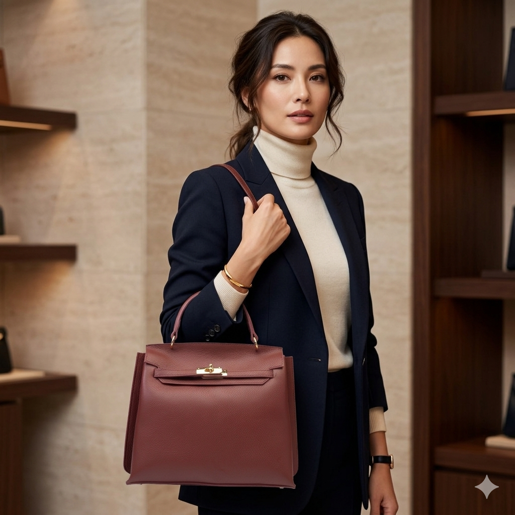 Borsa da donna in vera pelle bordeaux Raluca