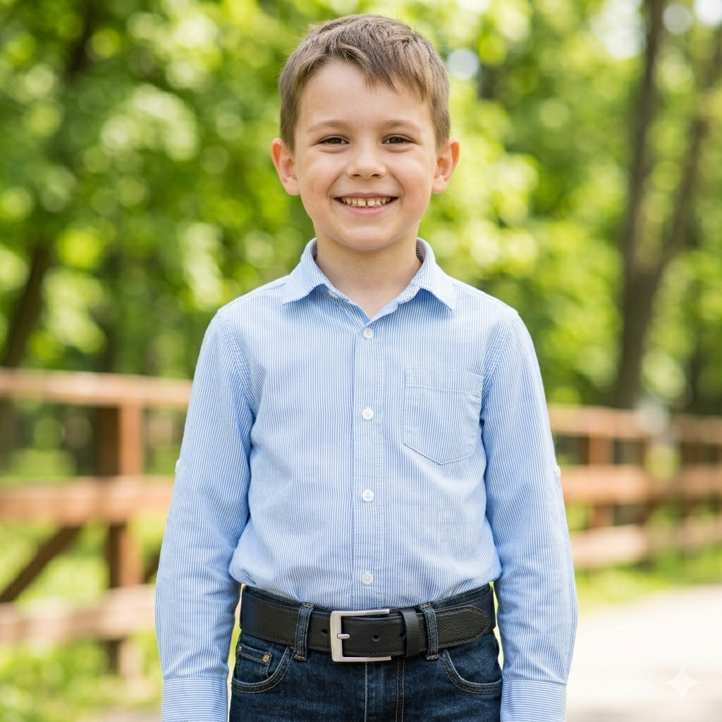 Cintura per bambini in vera pelle nera Slim shady kids