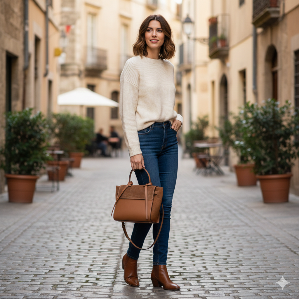 Borsa da donna in pelle scamosciata naturale marrone Erika