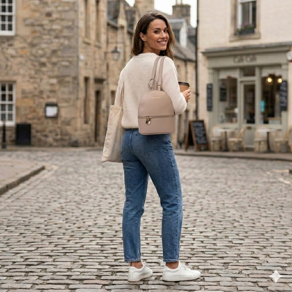 Zaino da donna in vera pelle rosa chiaro Teen Spirit