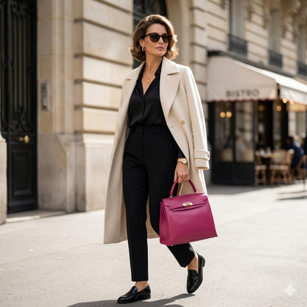 Borsa da donna in vera pelle fucsia Raluca
