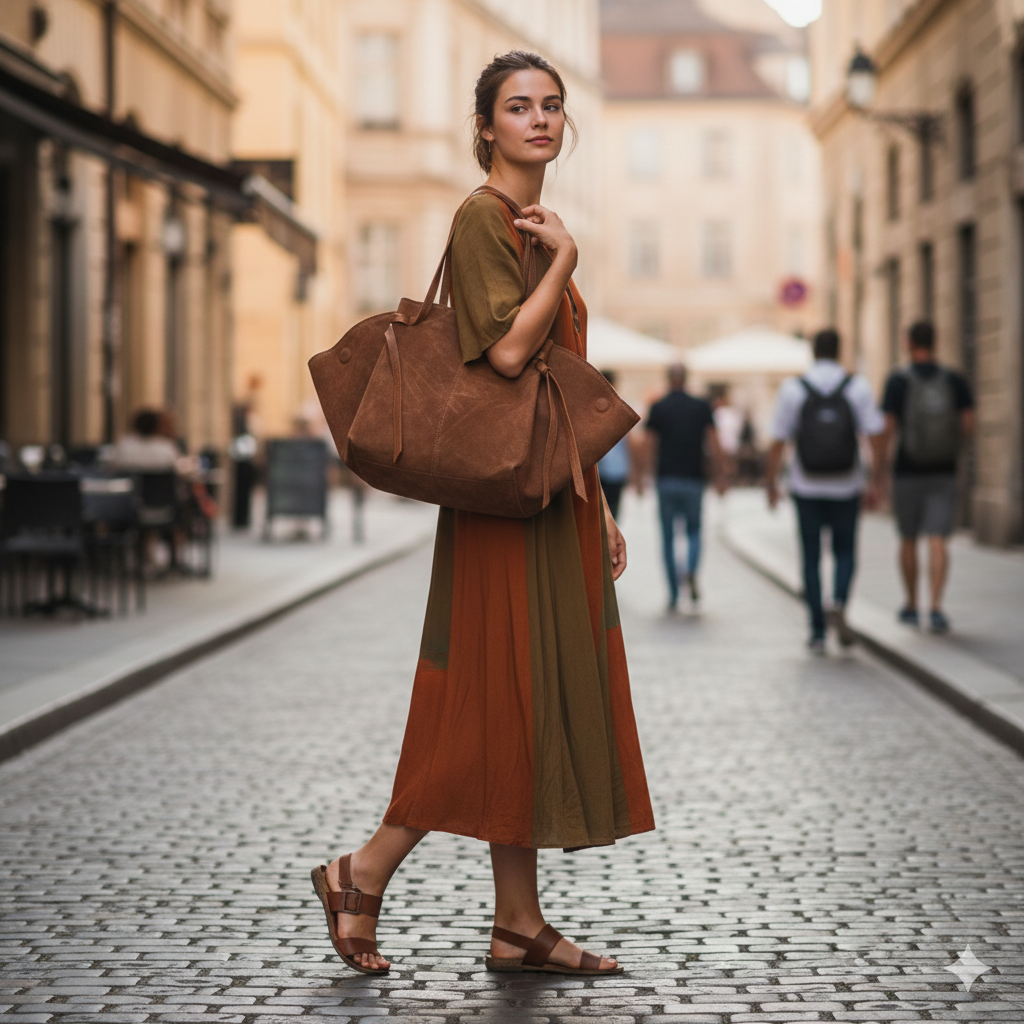 Borsa da donna in vera pelle marrone Alice