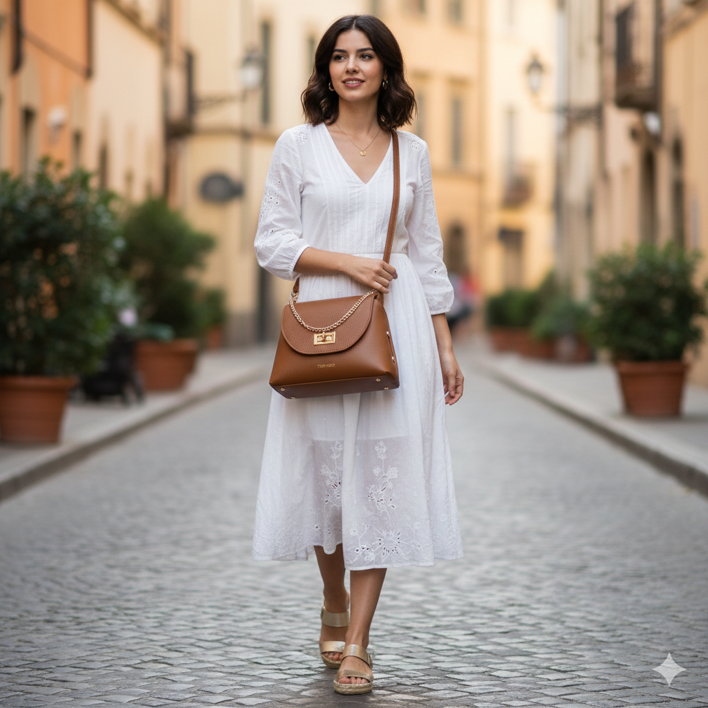 Borsa da donna in pelle naturale marrone Raisa