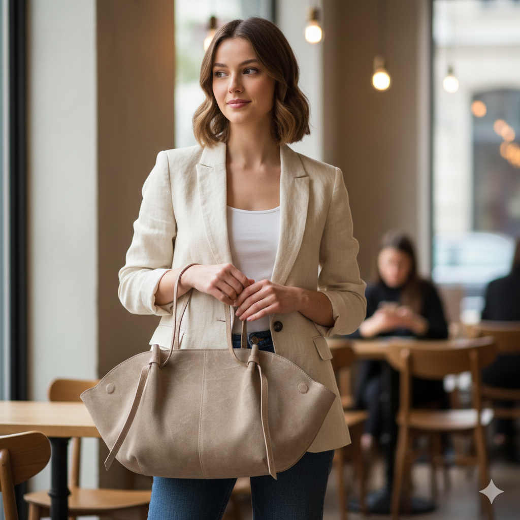 Borsa da donna in vera pelle tortora chiaro Alice