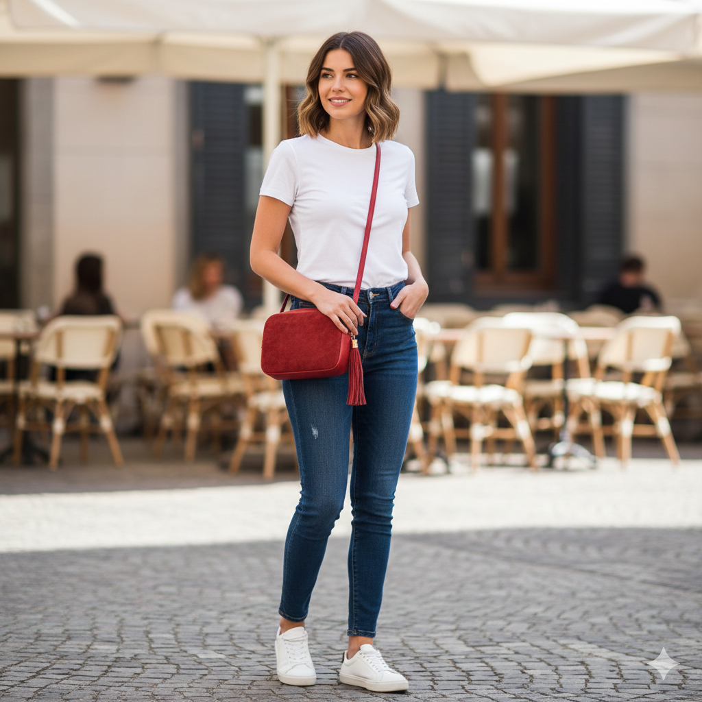 Borsa da donna in vera pelle rossa Ancuta