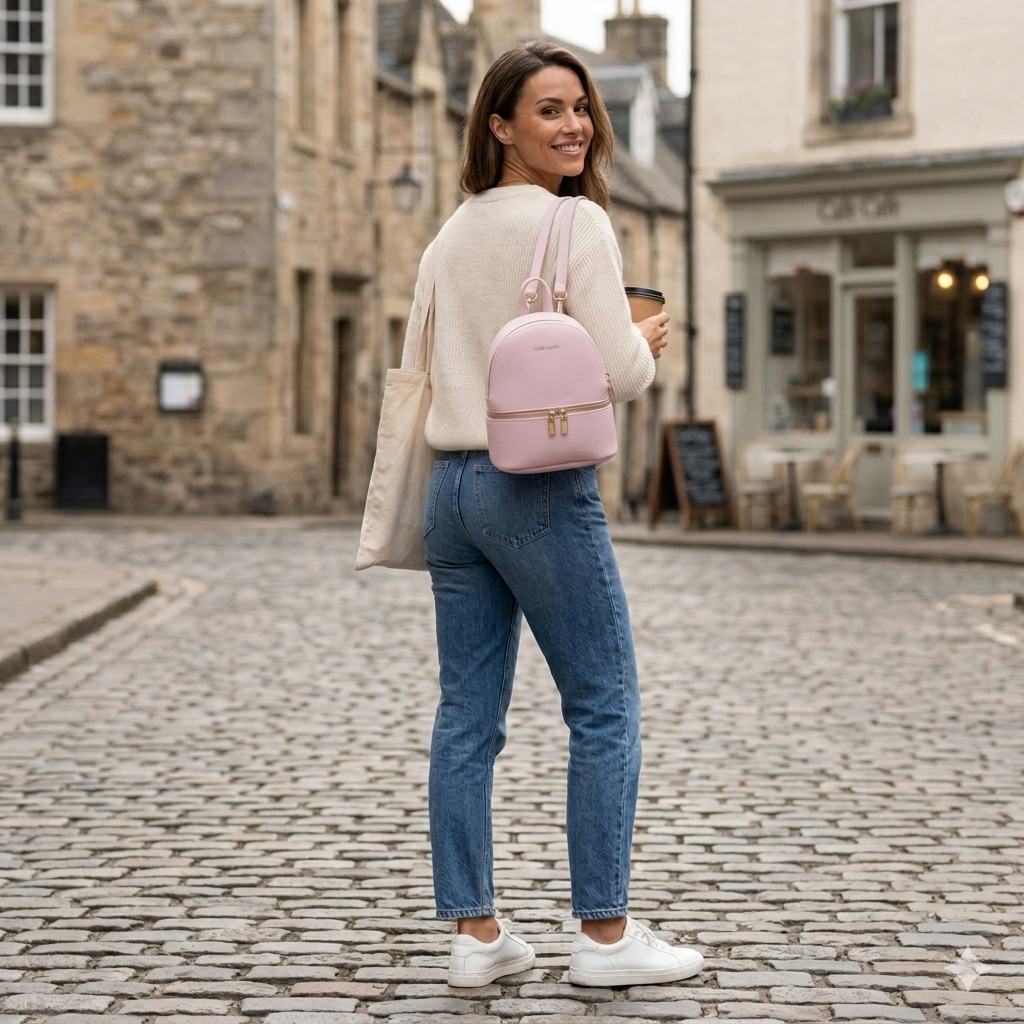 Zaino da donna in vera pelle lilla Teen Spirit