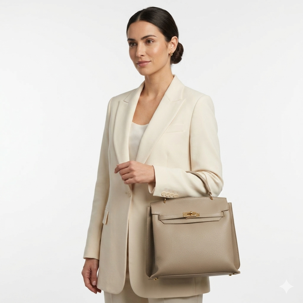 Sac à main femme en cuir véritable taupe Raluca