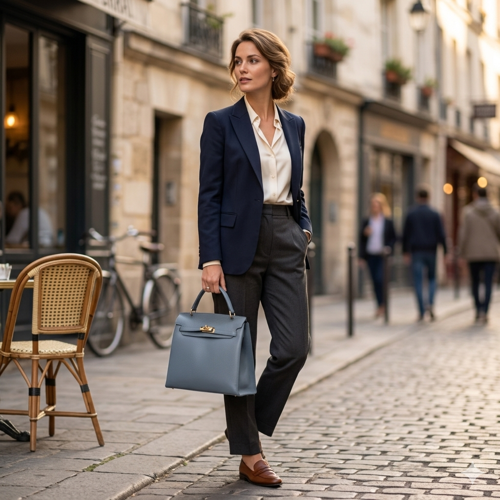 Borsa da donna in vera pelle blu Raluca