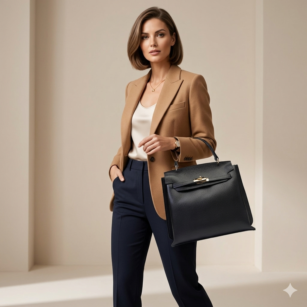 Borsa da donna in vera pelle nera Raluca