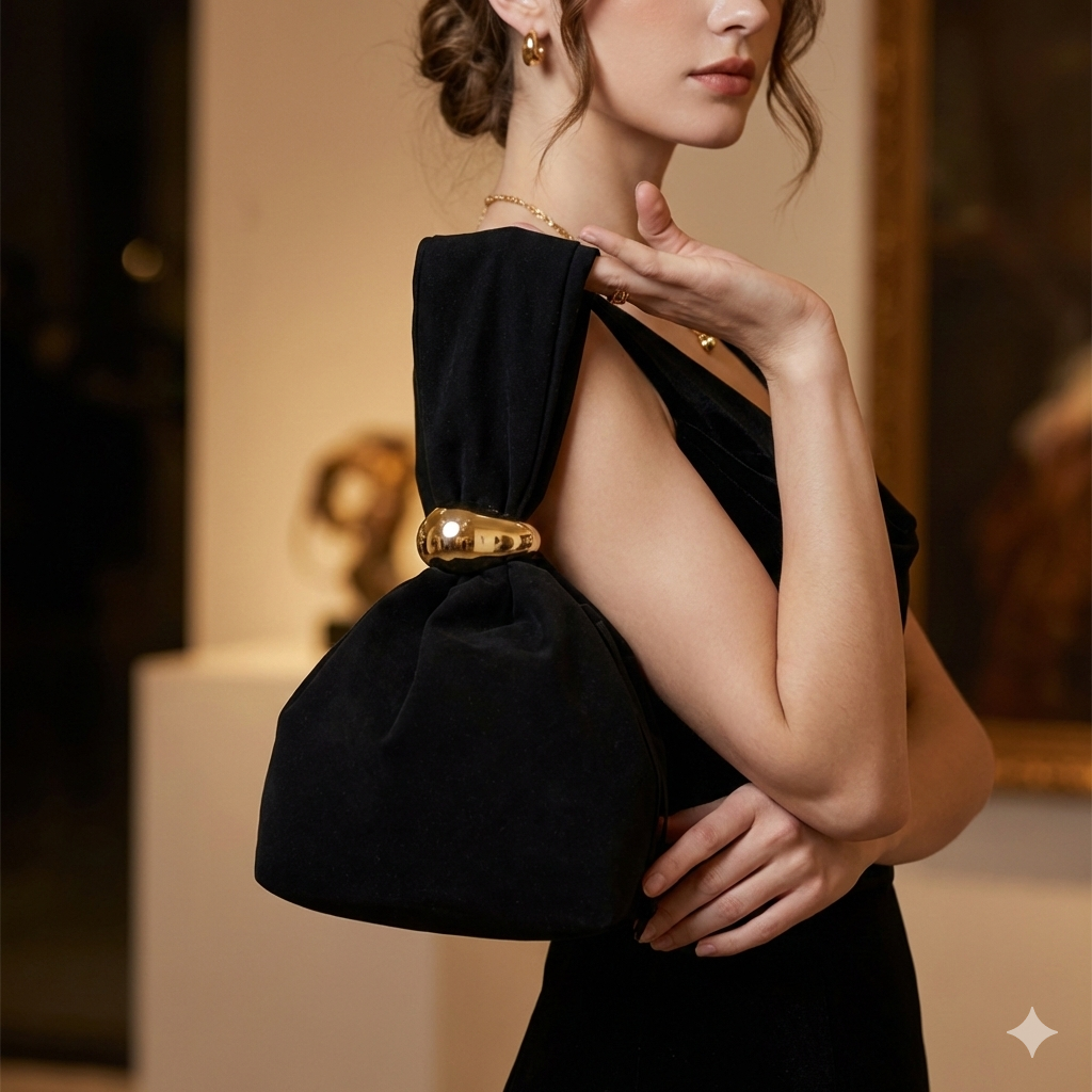 Borsa da donna in pelle scamosciata naturale, nera Eliza