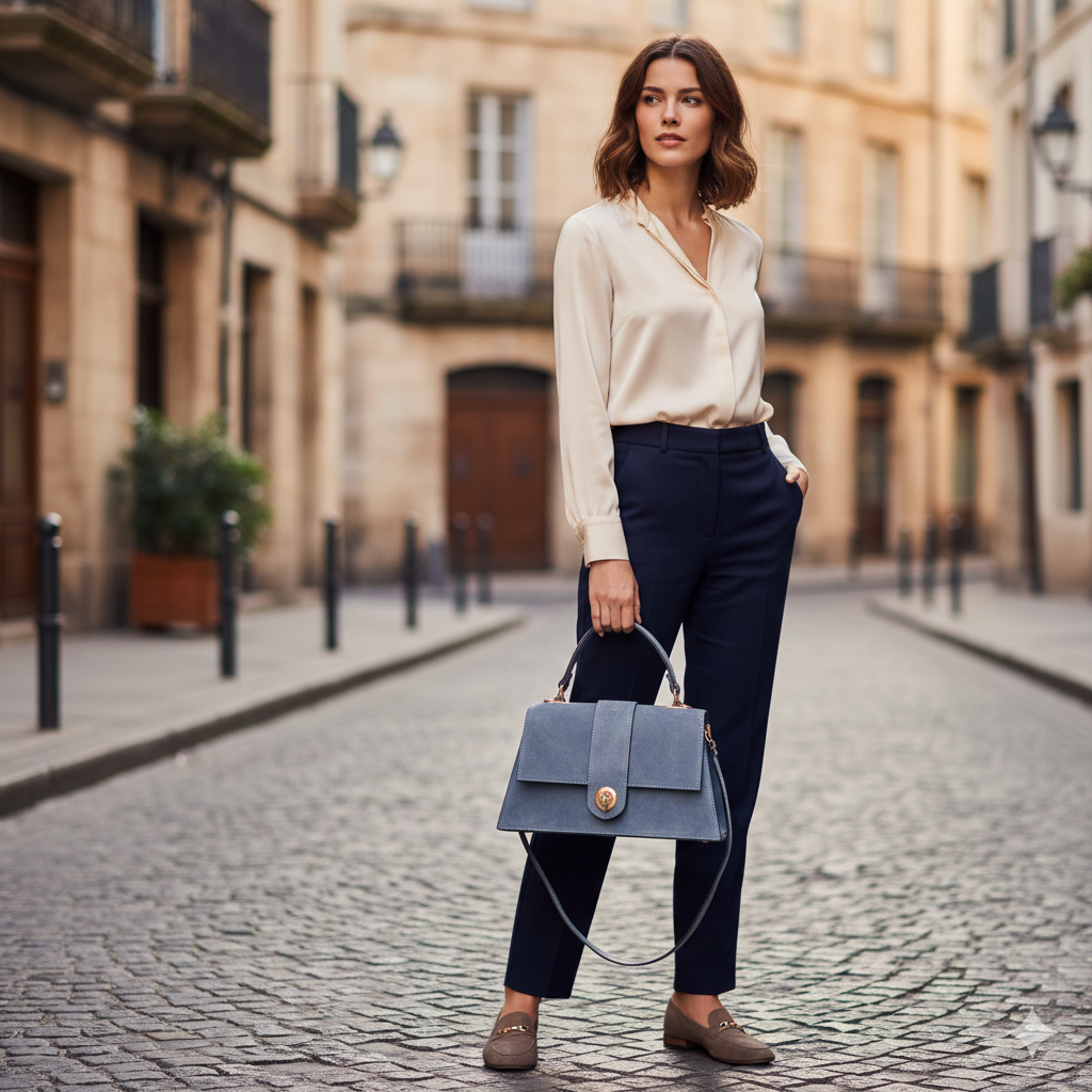 Borsa da donna in vera pelle azzurro Verona