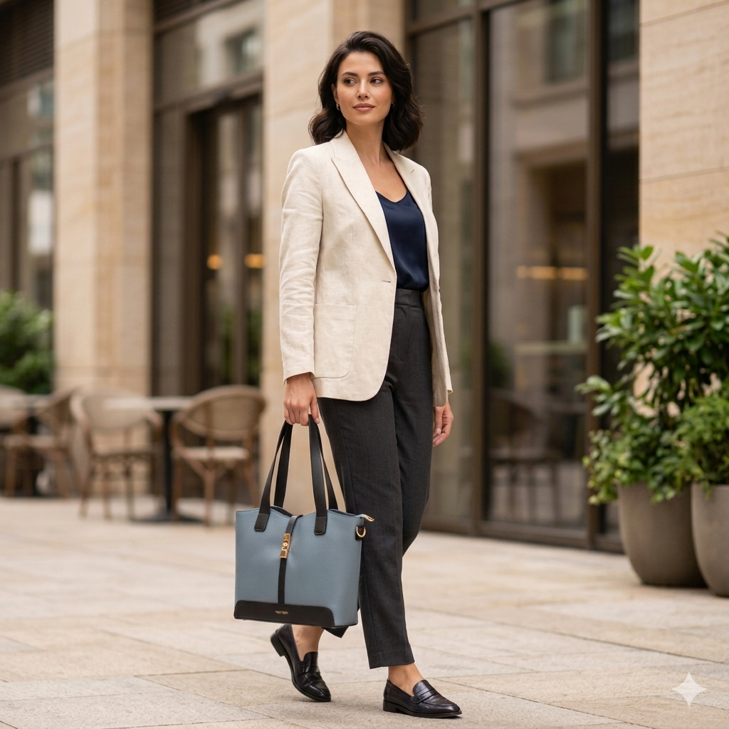 Sac femme en cuir véritable noir-bleu Sorina