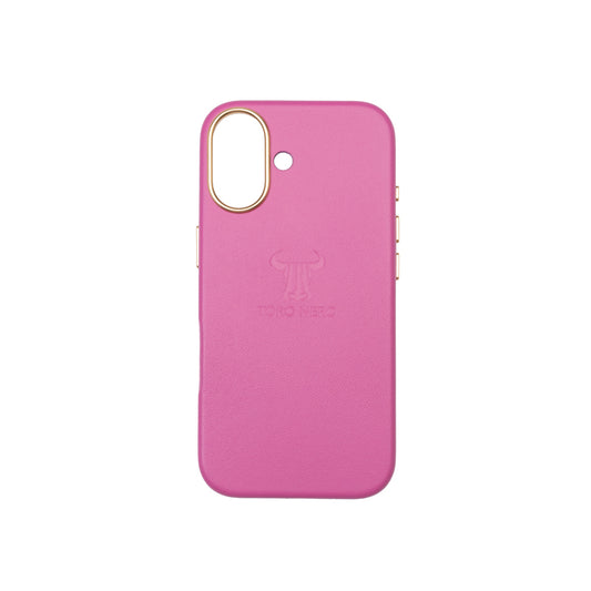 Калъф за телефон от естествена кожа, цвят фуксия, за iPhone 17