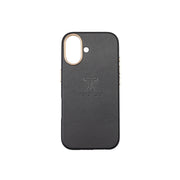 Калъф за телефон от естествена кожа, черен, за iPhone 17