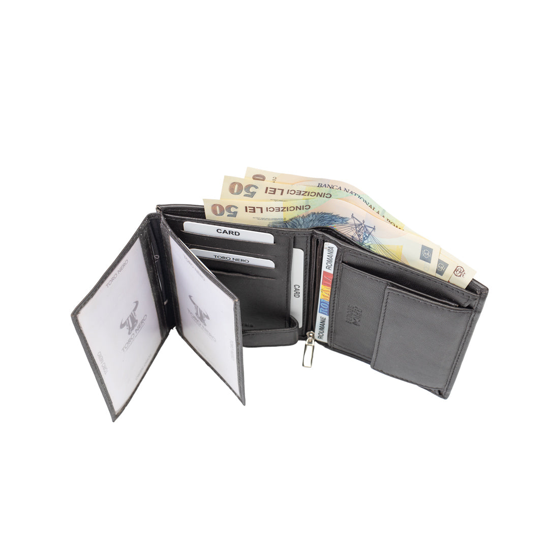 Herrenbrieftasche aus echtem braunem Leder Ryan, RFID-Schutz