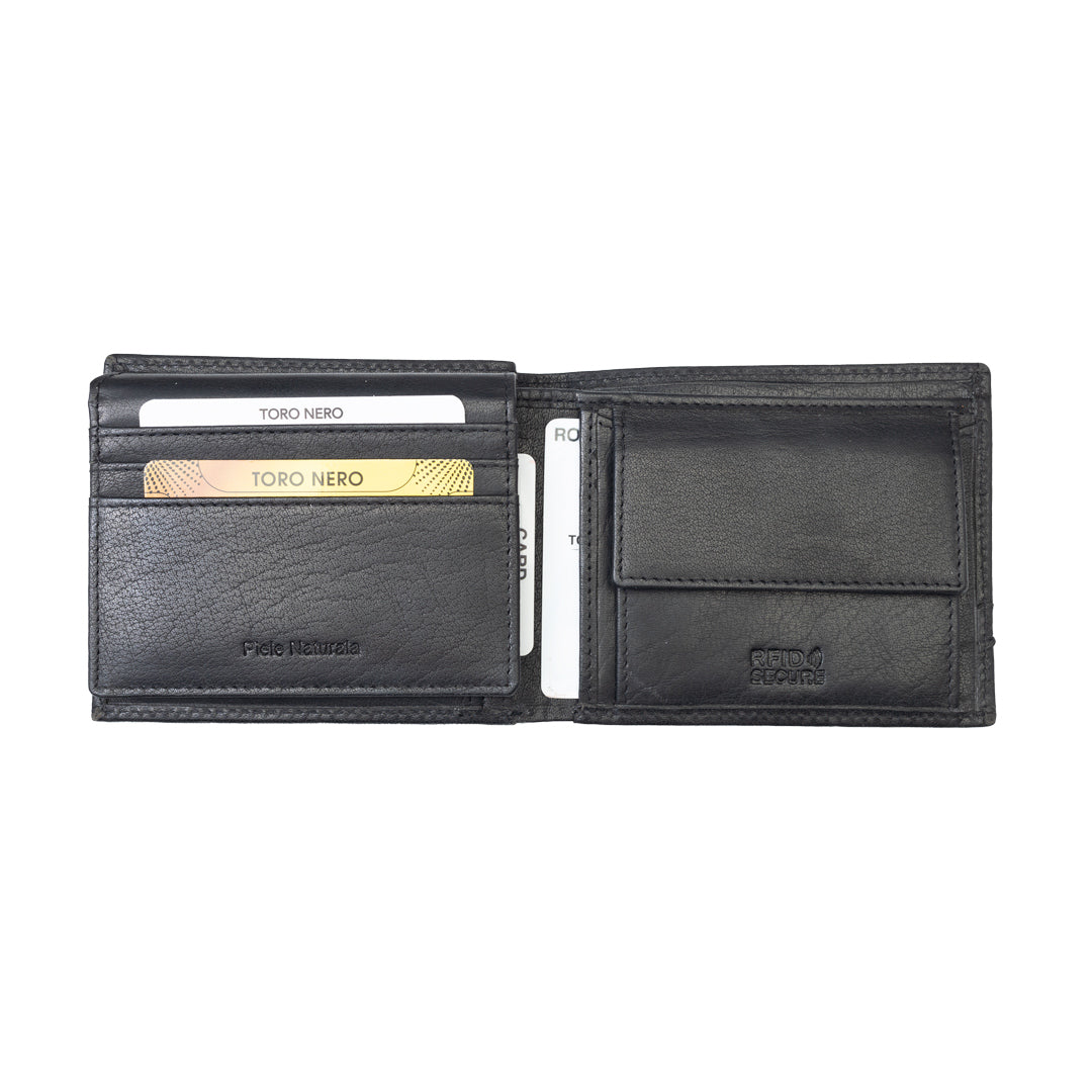 Portafoglio uomo in vera pelle nero Andy, protezione RFID