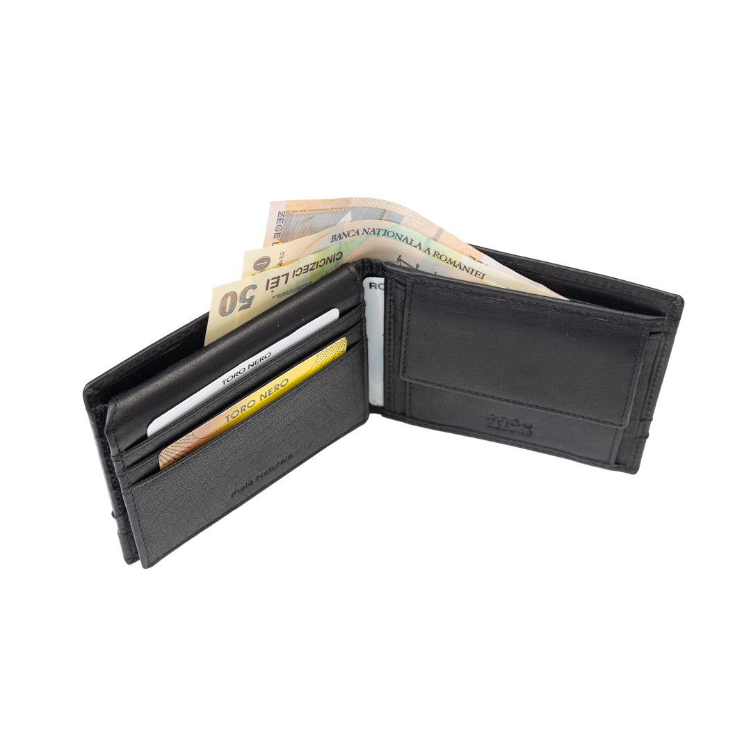 Portafoglio uomo in vera pelle nero Andy, protezione RFID