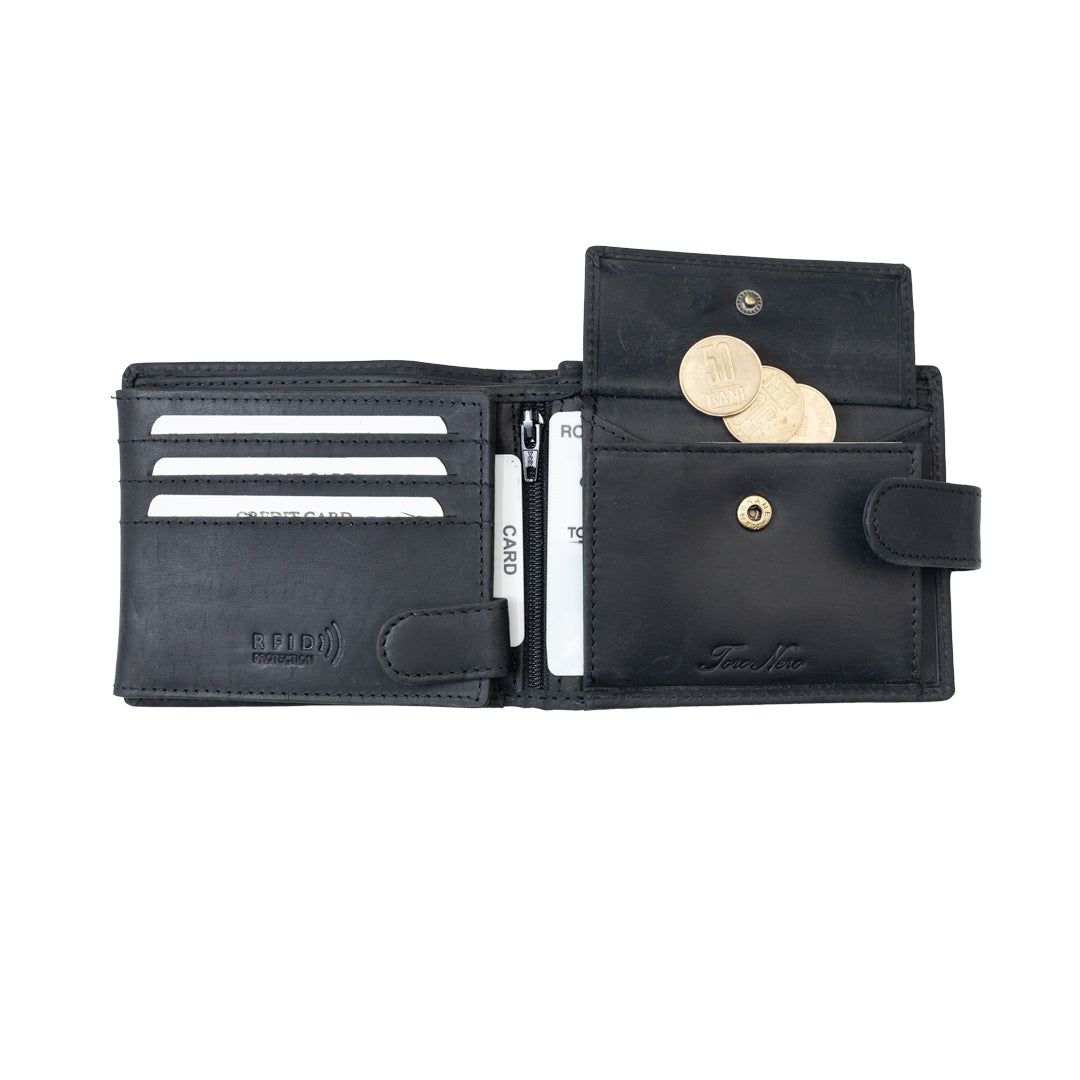 Portafoglio uomo in vera pelle nero POIL