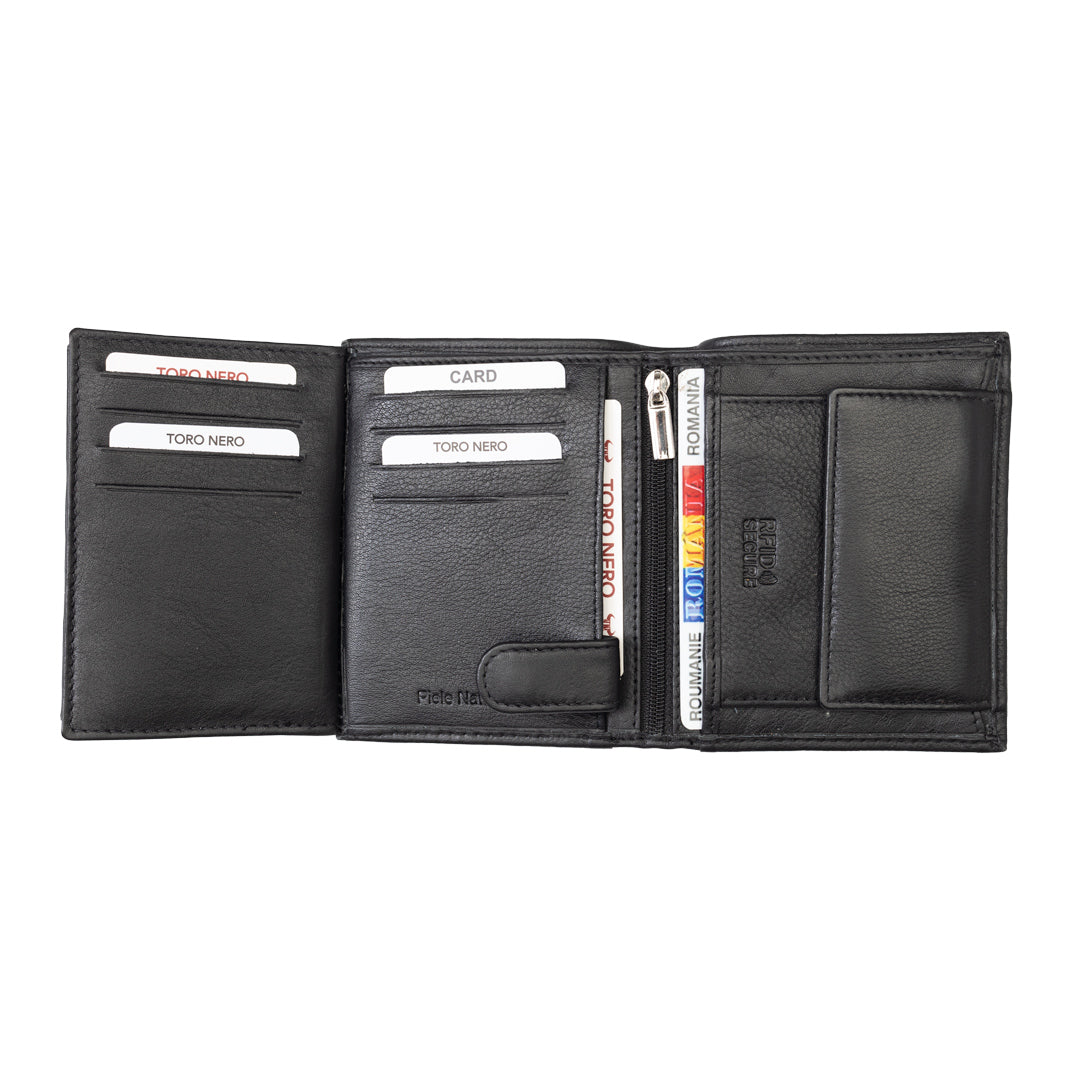 Portafoglio da uomo in vera pelle nero Ryan, protezione RFID