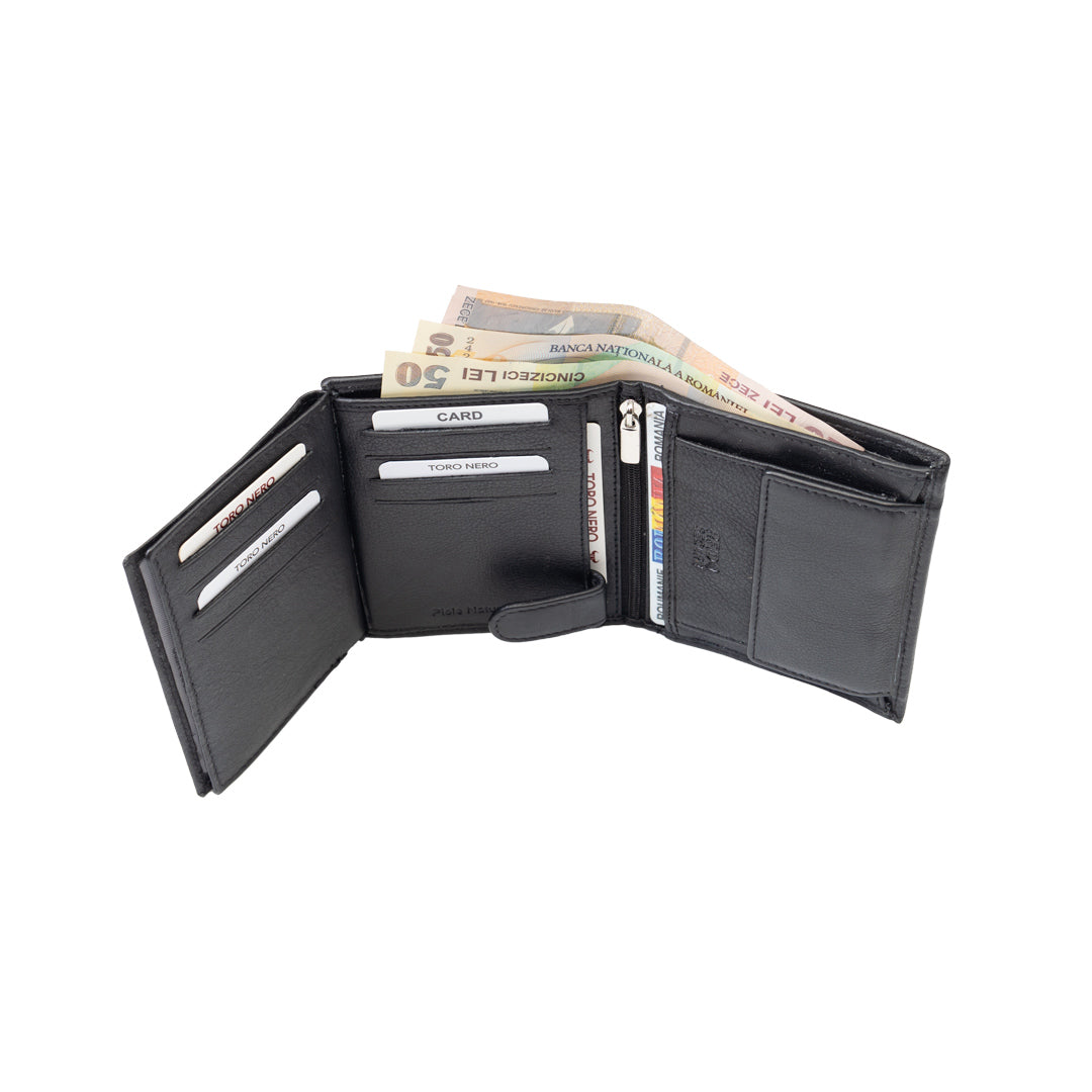 Portafoglio da uomo in vera pelle nero Ryan, protezione RFID
