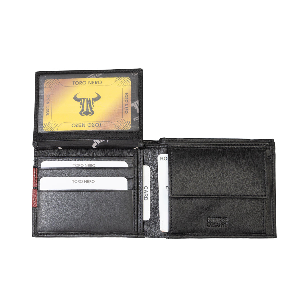 Portefeuille homme en cuir véritable noir Carol, protection RFID