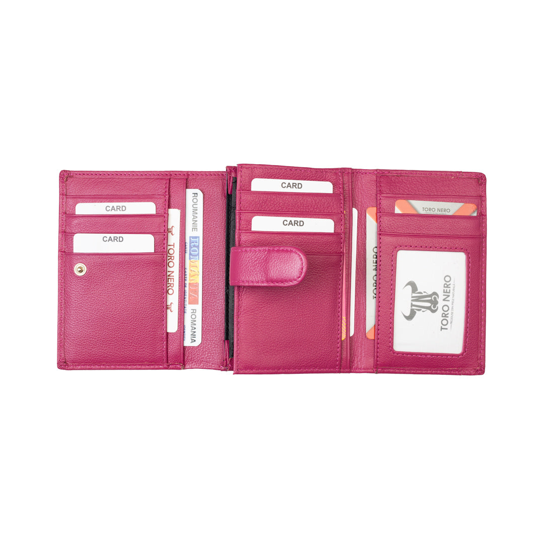 Portefeuille pour femmes en cuir véritable fuchsia-detail Little