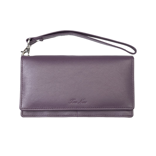 Portafoglio donna in vera pelle viola Chiara, protezione RFID