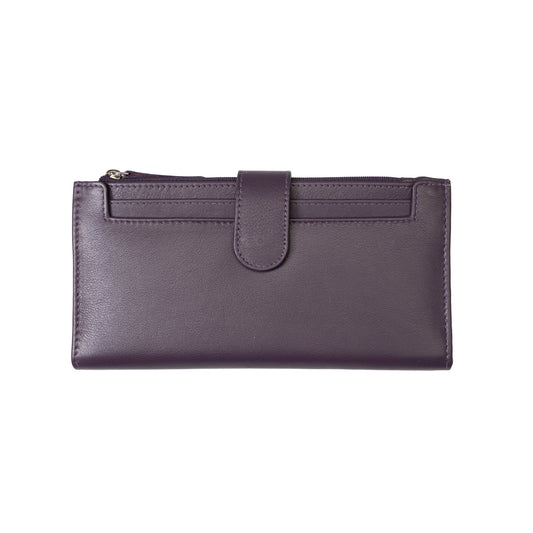 Portafoglio donna in vera pelle viola Cory, protezione RFID