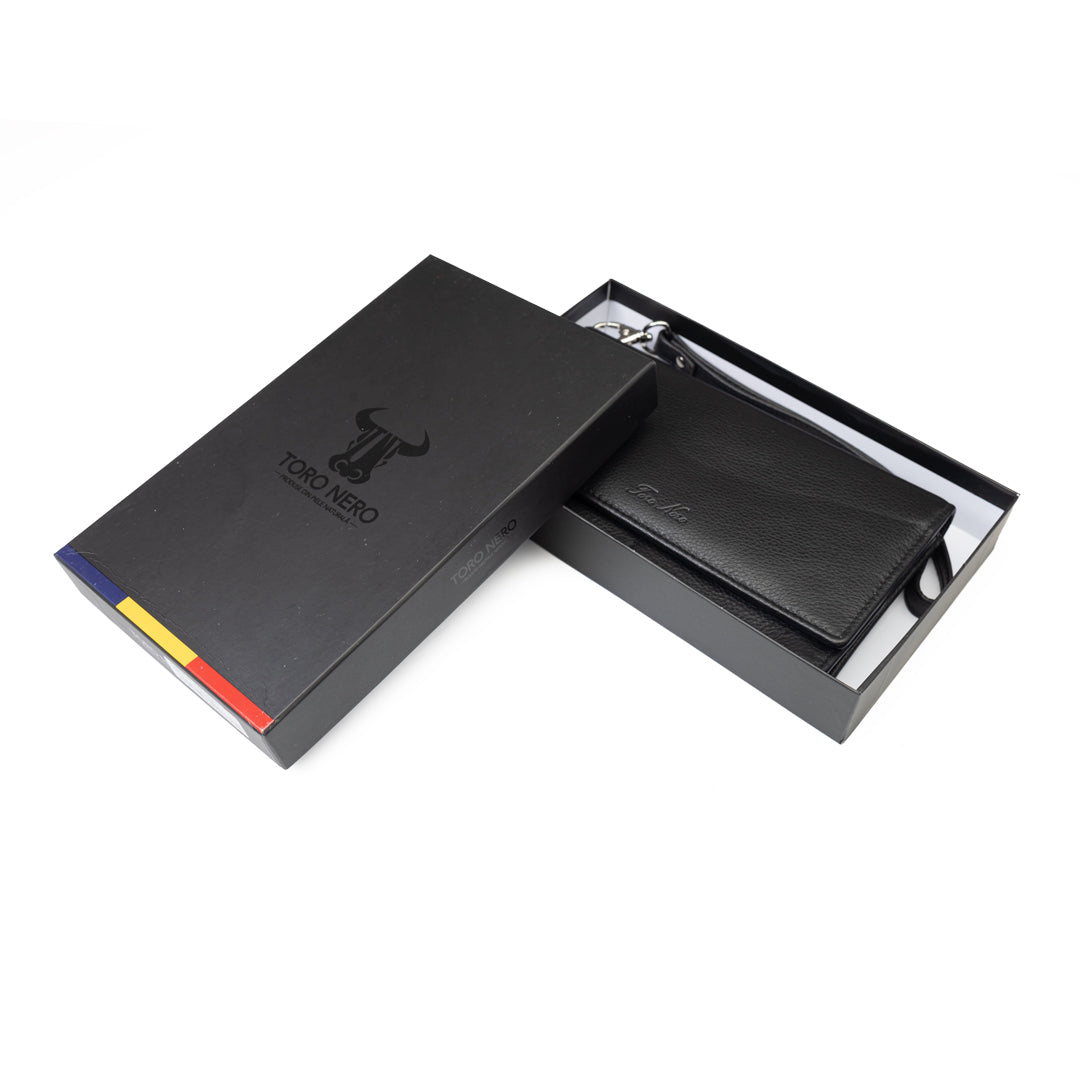 Women's wallet made of genuine leather, black, Chiara, Rfid protection