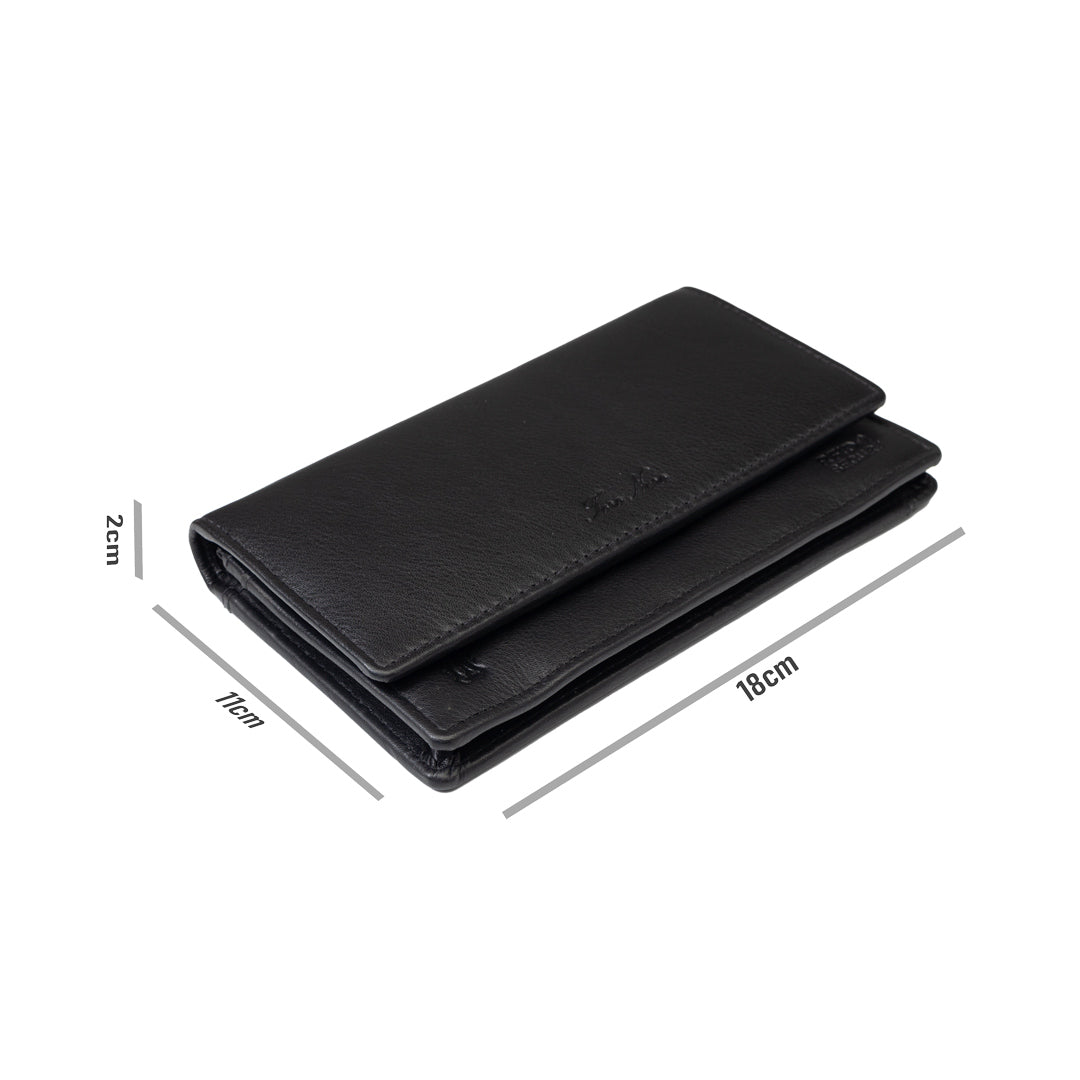 Portafoglio donna in vera pelle nero Cloudy, protezione RFID