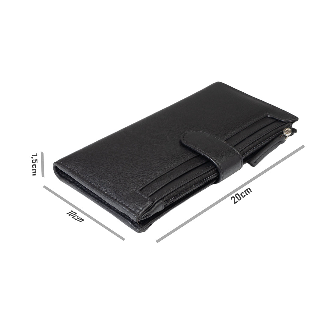 Portafoglio donna in pelle naturale nera Cory, protezione RFID